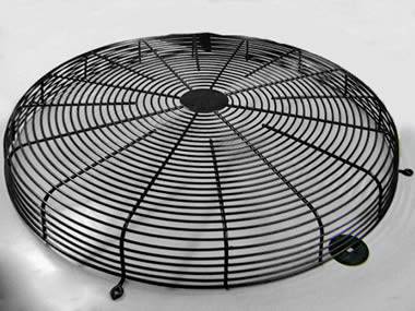 Black dome type fan guard on white background